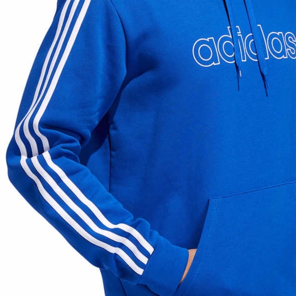 New Adidas Men's Fleece Pullover 3 Stripes Hoodie - Picture 6 of 16